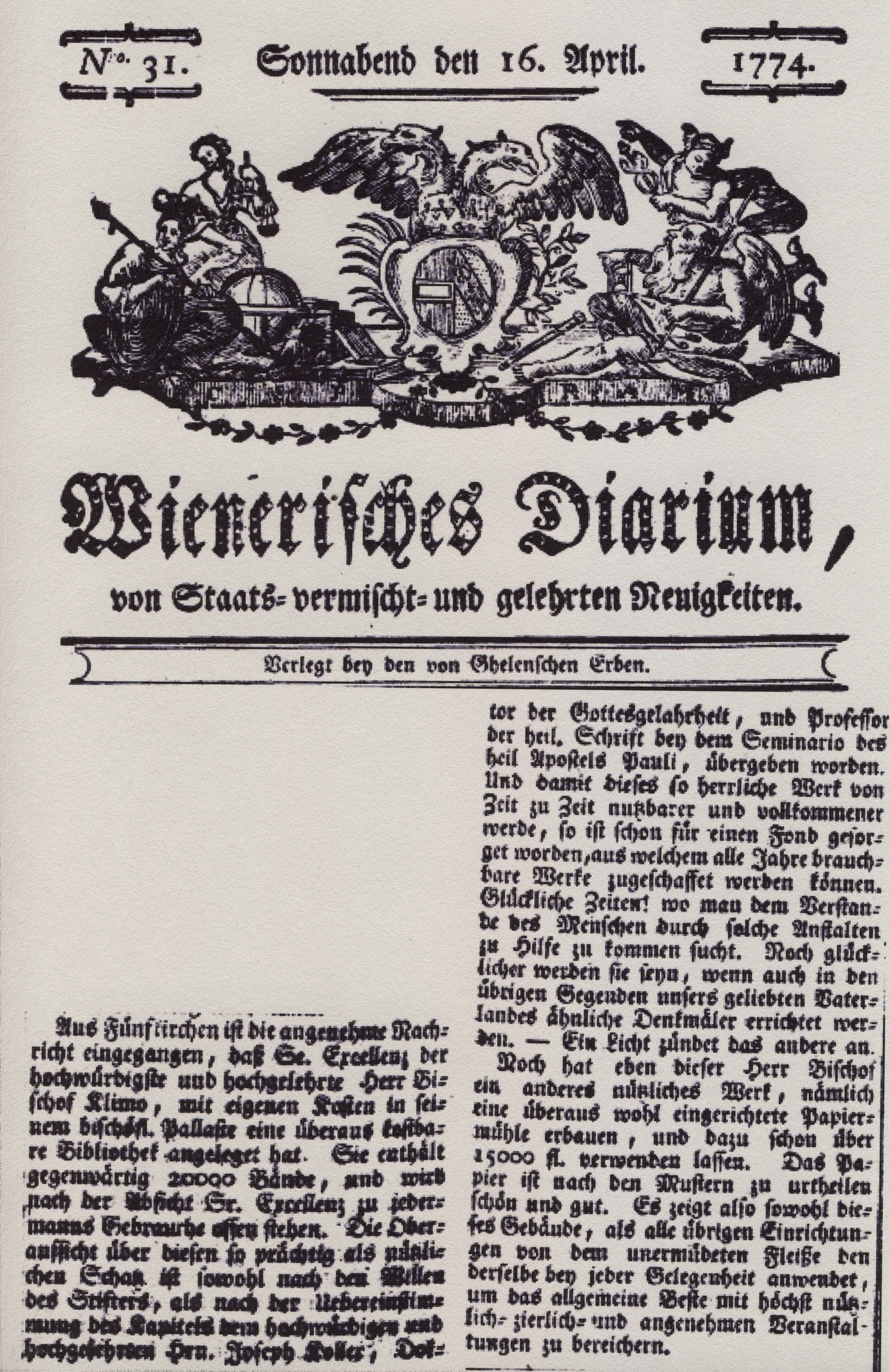 Wienerisches Diarium 1774 04 16